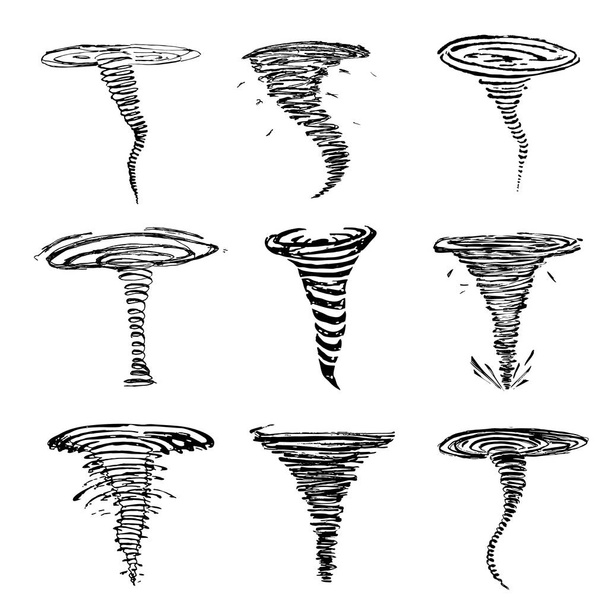 Conjunto de iconos de tornado boceto. Vector
 - Vector, imagen
