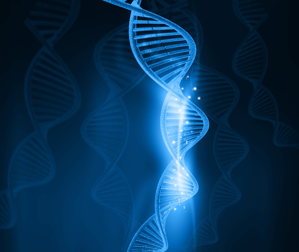 DNA-molekyylejä abstraktilla pohjalla. 3d kuva
  - Valokuva, kuva