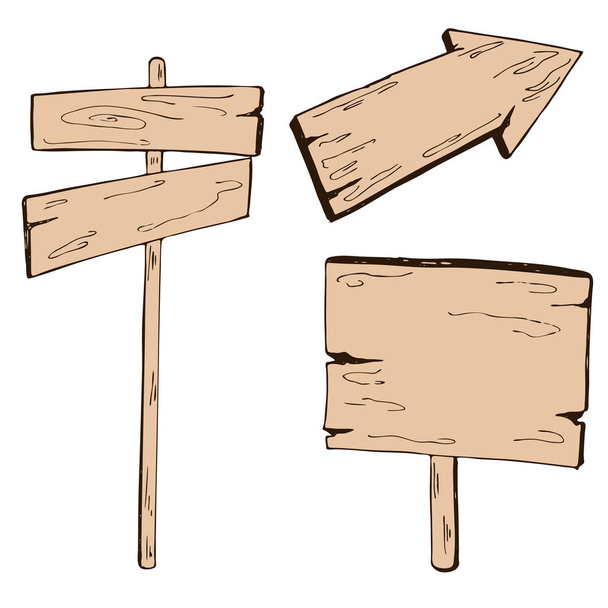 векторная иллюстрация дизайна акварели деревянных табличек на белом фоне
 - Вектор,изображение