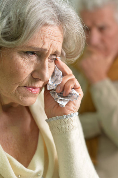 close-up portrait of stressed senior woman crying  - Φωτογραφία, εικόνα