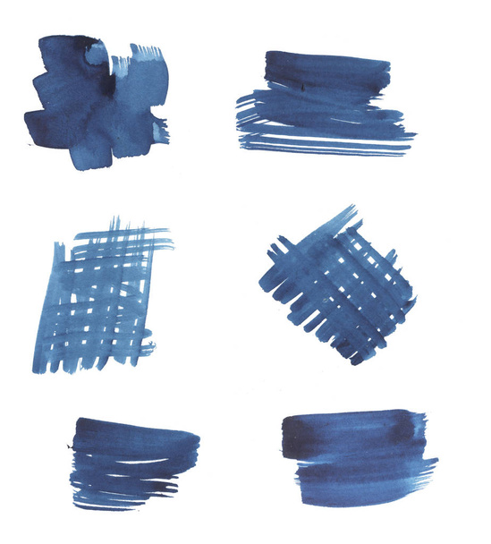 akwarela malarstwo niebieskie tło wzór obrysy - Zdjęcie, obraz