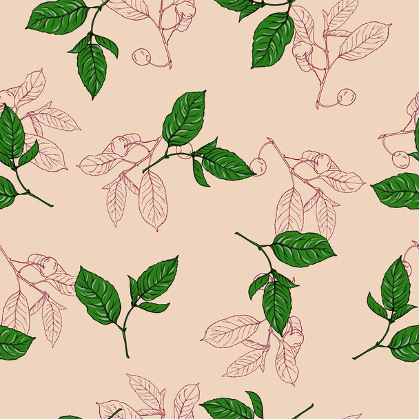 vector illustration design of beautiful green branches seamless pattern background  - Vetor, Imagem