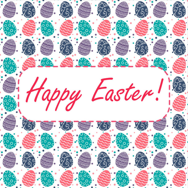 Easter card with easter eggs on white background - Vector, Imagen