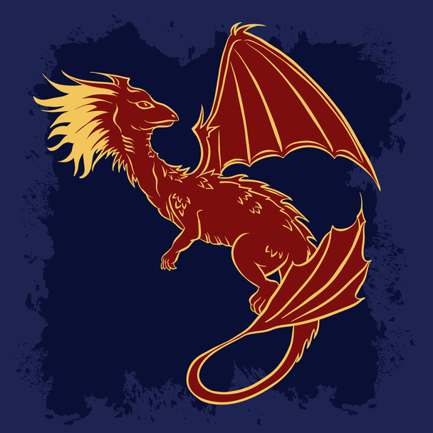 векторная иллюстрация дизайн красный рисунок дракона на белом фоне
 - Вектор,изображение