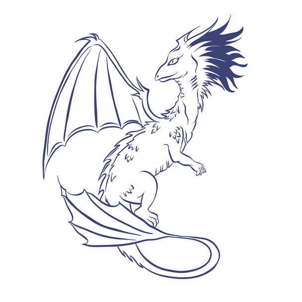 векторная иллюстрация дизайна рисунка дракона на белом фоне
 - Вектор,изображение