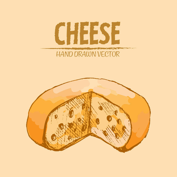 Digitális vector részletes vonalas szeletelt sajt - Vektor, kép