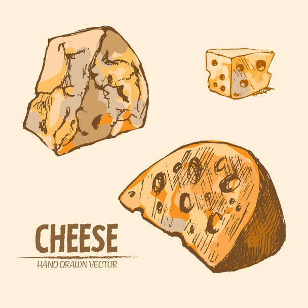 Vetor digital detalhado linha arte queijo fatiado
 - Vetor, Imagem