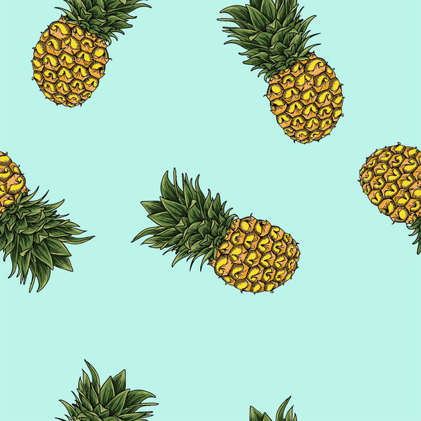 新鮮なパイナップルのシームレスなパターン背景のベクトル イラスト デザイン - ベクター画像