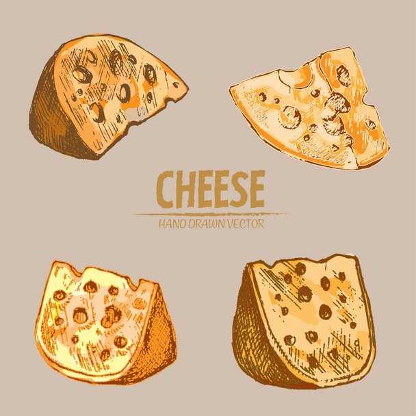 Dijital vektör Hat sanatı peyniri dilimlenir ayrıntılı - Vektör, Görsel