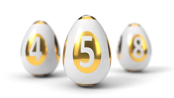 uovo di Pasqua dipinto come palla della lotteria. Illustrazione 3d
 - Foto, immagini