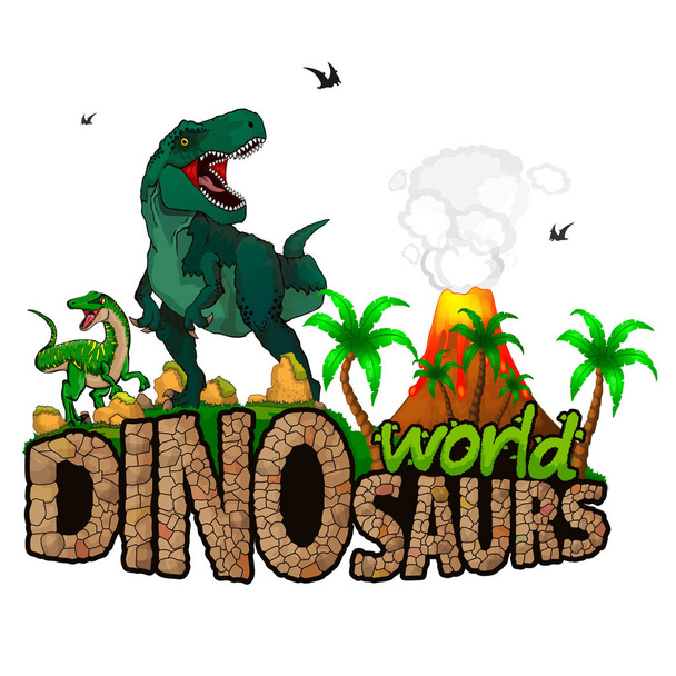 Logo dinosaurussen wereld. Vectorillustratie - Vector, afbeelding