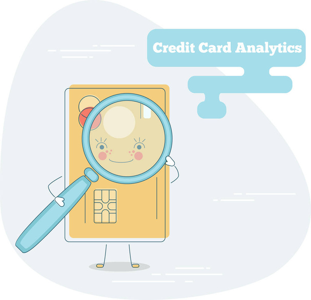 Concepto de análisis de tarjetas de crédito en estilo de arte en línea
 - Vector, Imagen