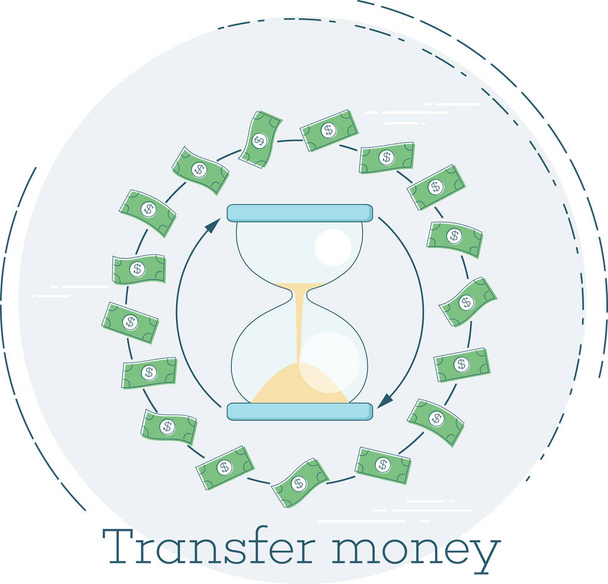 Transfert concept d'argent dans le style line art
 - Vecteur, image