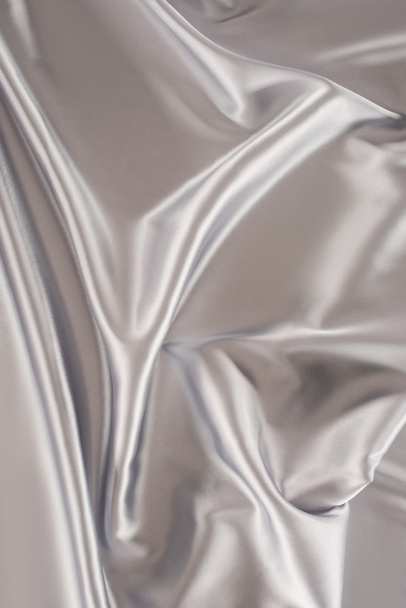 silver crumpled satin fabric background - Photo, Image