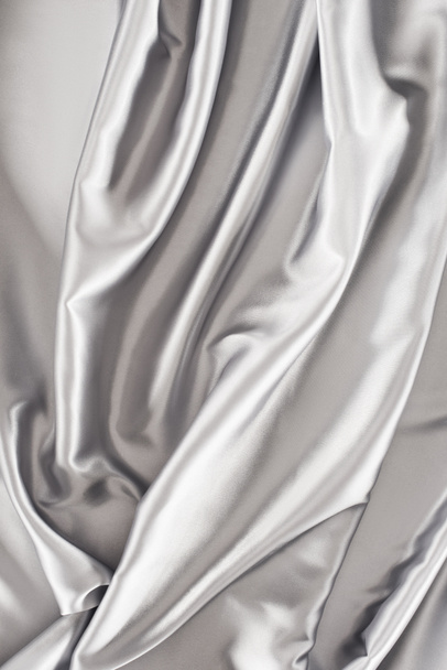 crumpled silver satin fabric background - Photo, Image