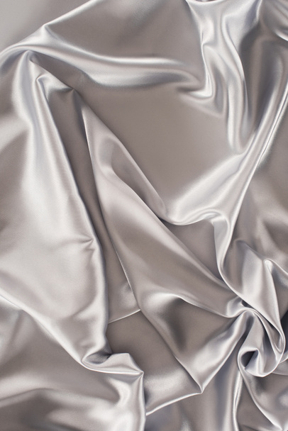 silver shiny silk fabric background - Φωτογραφία, εικόνα