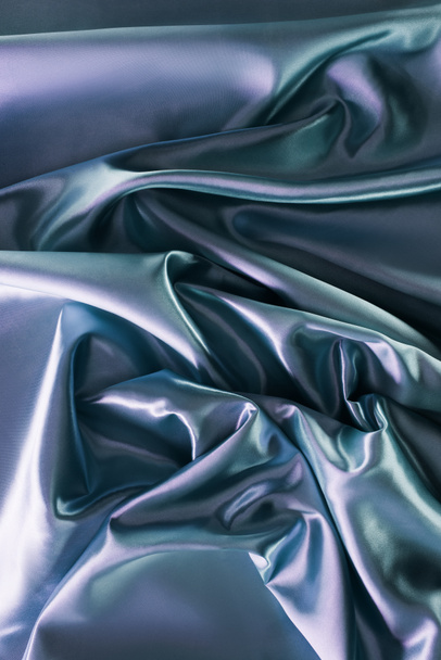 silver and green shiny silk fabric background - Φωτογραφία, εικόνα