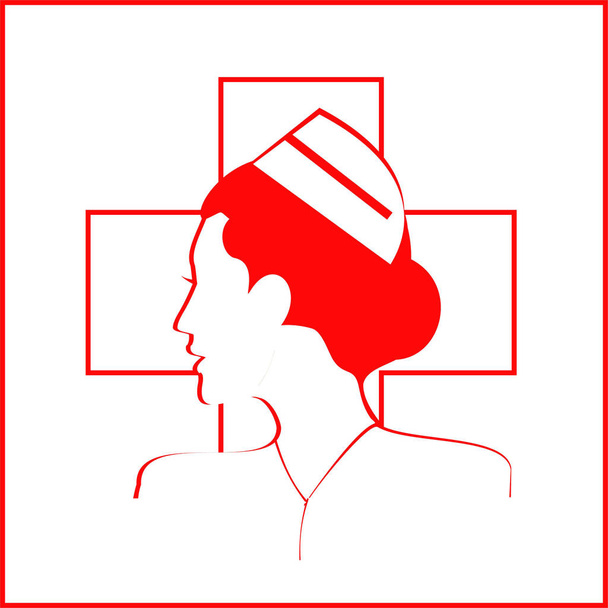 Krankenschwester. Schwesternkopf. Krankenschwester Ikone. Krankenschwester Seitenansicht. - Vektor, Bild