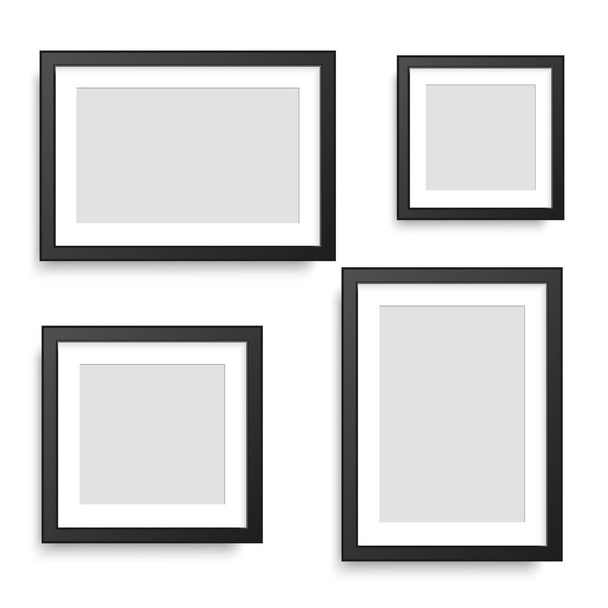 Set of black photo frames. Vector. - Vector, Image