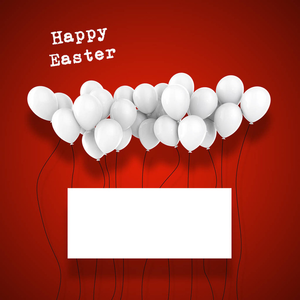 Happy Easter White Balloon 3d Illustration Mockup - 写真・画像