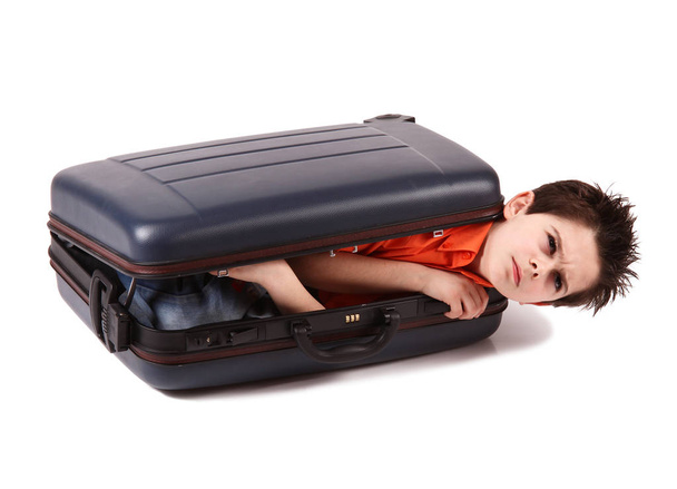 Boy locked in a suitcase - Foto, Bild