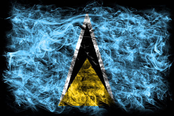 Saint Lucia smoke flag on a black background - Φωτογραφία, εικόνα