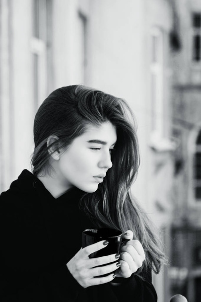 Portrait in profile of a pretty teenage girl - Fotoğraf, Görsel