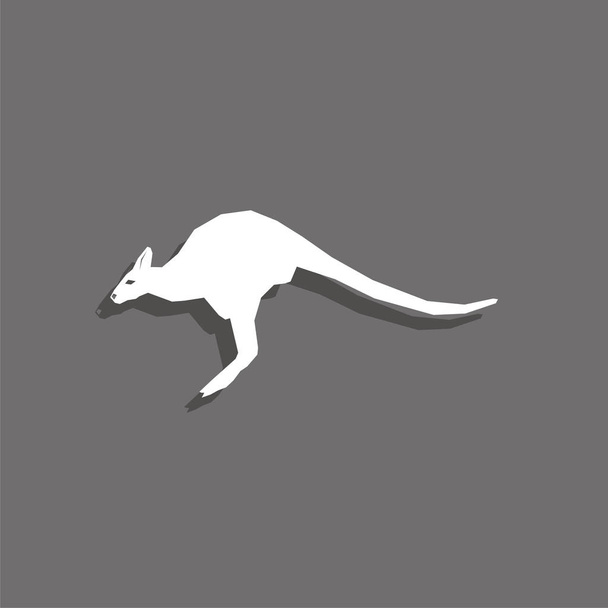 Kangaroo. White vector icon with shadow on gray background. - Vector, afbeelding