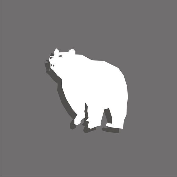Bear. White vector icon with shadow on gray background. - Vetor, Imagem