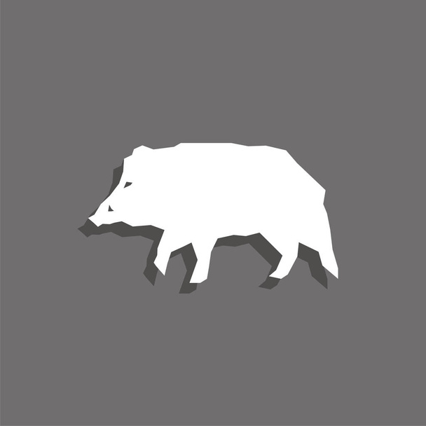 Boar. White vector icon with shadow on gray background. - ベクター画像
