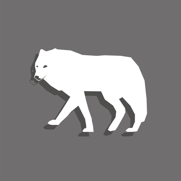 Wolf. White vector icon with shadow on gray background. - Διάνυσμα, εικόνα