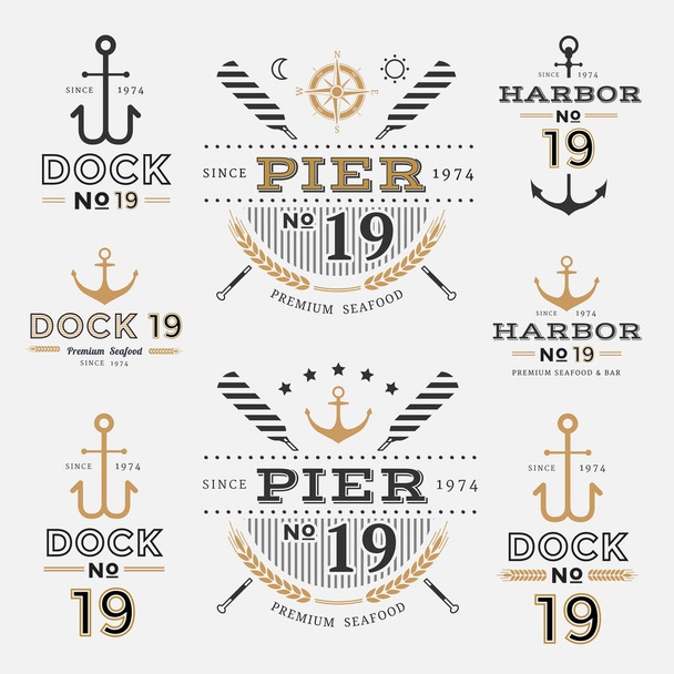 Nautical Label Anchor No 19 set 01 - Vector, Image