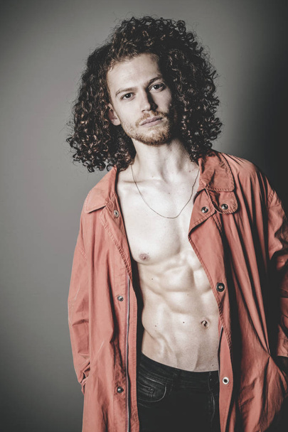 Young and attractive and muscular ginger man portrait - Photo, image