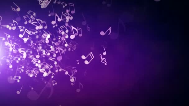 Floating musical notes on an abstract purple background with flares - Footage, Video