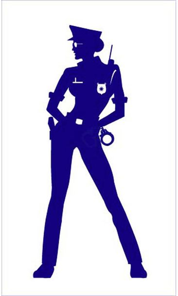 mujer policía. policía de pie sujeta las esposas
 - Vector, imagen