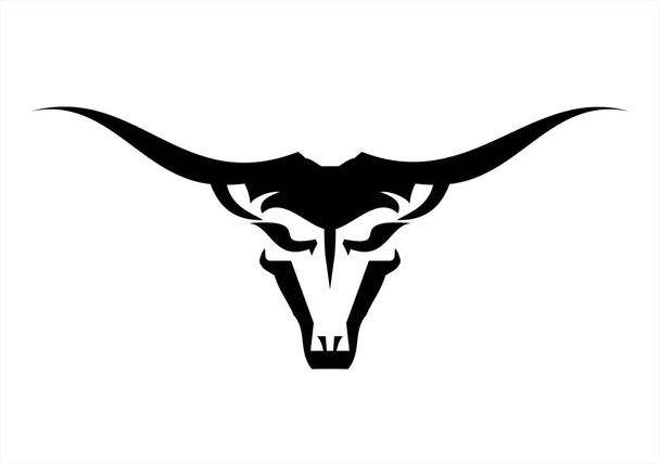 Дикий бык с длинными рогами
 - Вектор,изображение