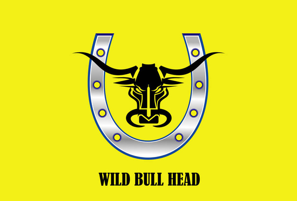 Стилизованная голова Black Bull & Metallica Horseshoe
 - Вектор,изображение