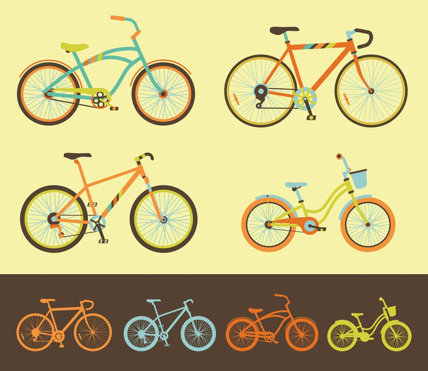 Set of bicycles - Vector, Image