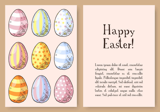 Hand drawn easter gift card - Vector, afbeelding