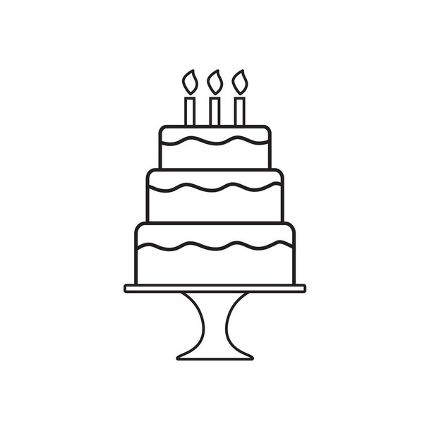 γενέθλια τούρτα εικονίδιο-διανυσματικά εικονογράφηση - Διάνυσμα, εικόνα
