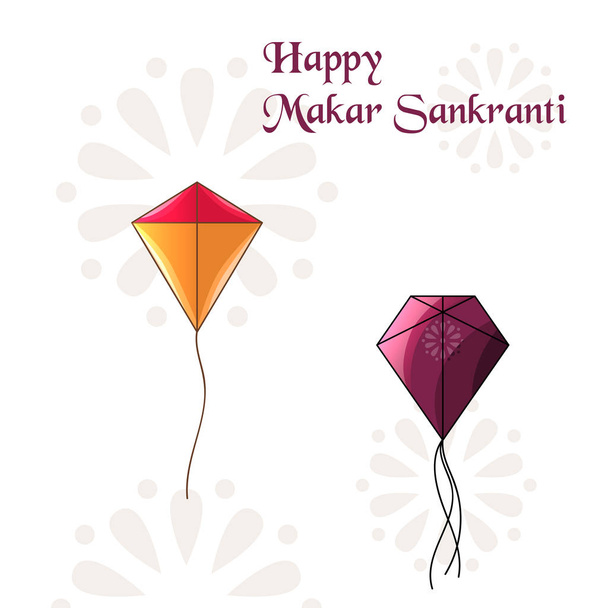 Makar Sankranti svátečními s kite v karikatuře stylu - Vektor, obrázek
