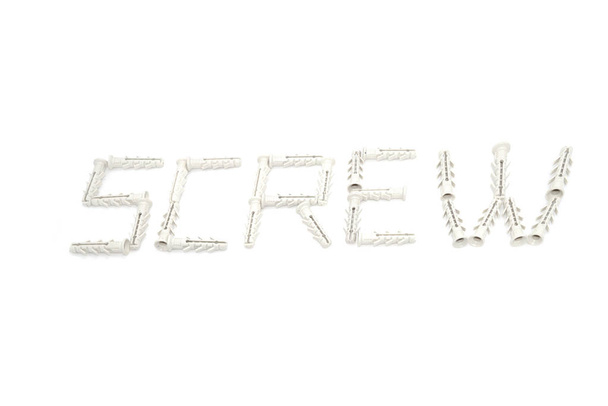 Slovo šroub od bílé kolíky izolované na bílém backdround - Fotografie, Obrázek