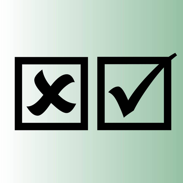 Häkchen, Häkchen, ja, nein, Abstimmungssymbol - Vektor, Bild