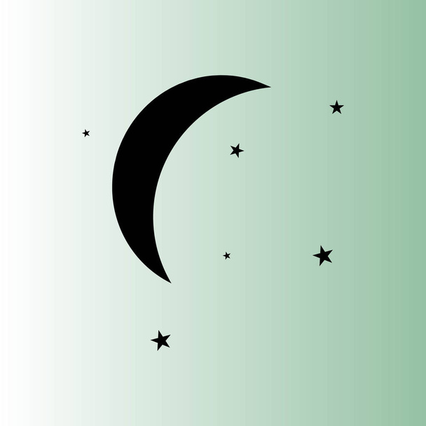 Φεγγάρι & αστέρια εικονίδιο του φορέα - Διάνυσμα, εικόνα