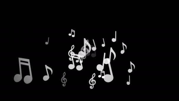 Las notas musicales blancas se mueven hacia los lados sobre un fondo negro
 - Metraje, vídeo