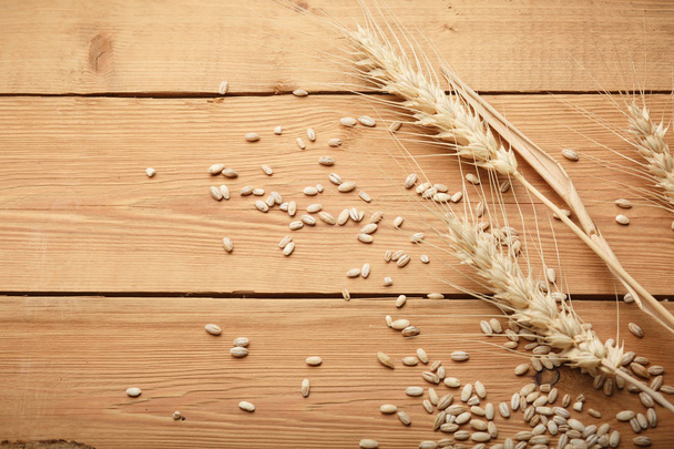 wooden background with wheat - Photo, Image