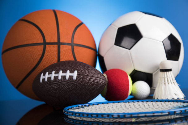 Assorted sports equipment, close up - Photo, Image