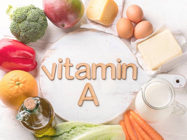 Vitamin A Rich Foods. Top view. Healthty eating concept - Foto, Bild