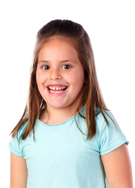 happy little girl posing isolated on white background - Photo, image