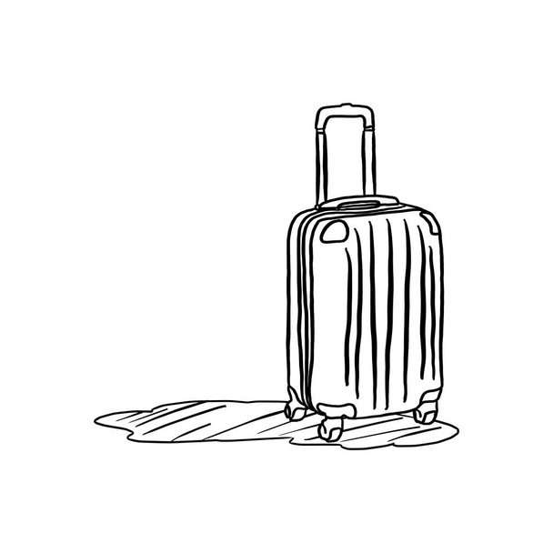 sac de voyage avec dessin vectoriel d'ombre dessiné à la main avec des lignes noires isolées sur fond blanc
 - Vecteur, image